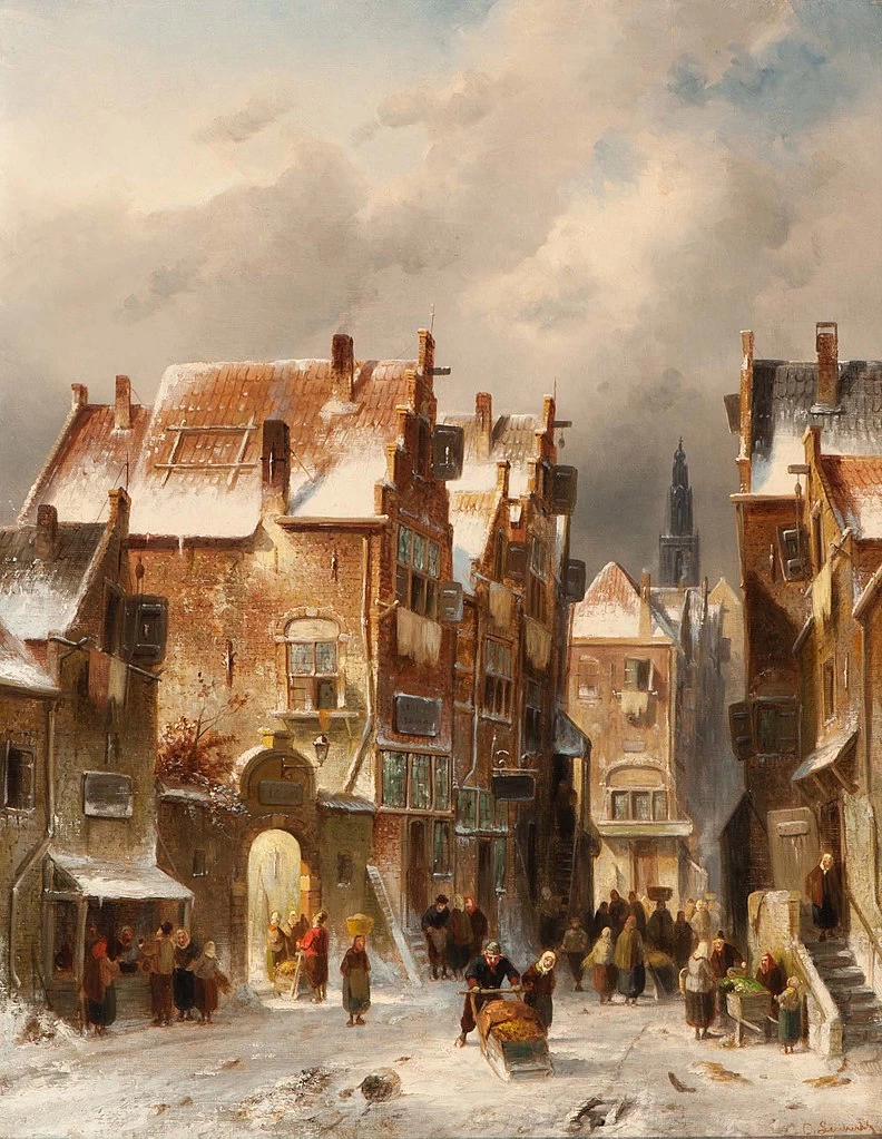 Charles Leickert - Strada innevata ad Haarlem